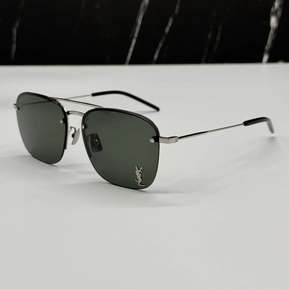 NEW SAINT LAURENT SL309 M 002 SUNGLASSES SILVER UNISEX EYEWEAR SL309M 002